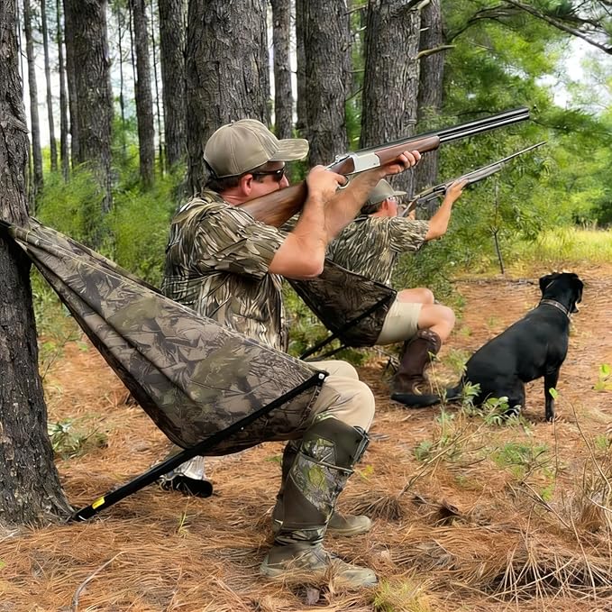 Low Down Hunting Seat - Silent 180° Pivot Portable Folding Tree Seat, Adjustable Height Hammock Chair for Turkey Deer Hunting Ground Camping Shooting