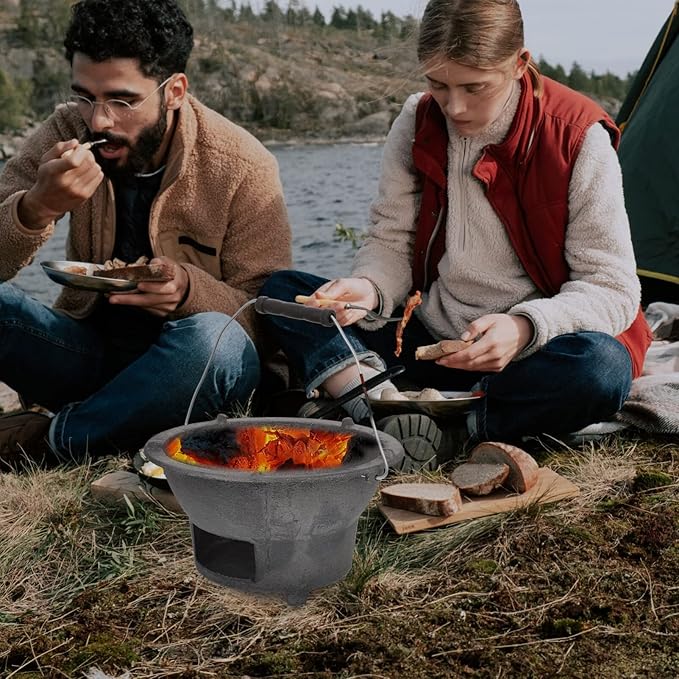 Cast Iron Charcoal Grill Japanese Tabletop BBQ Grill Mini Portable Hibachi Indoor Stove Camping Barbecue Tool BBQ Charcoal Stove 20cm