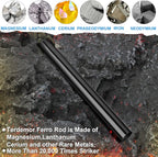 Ferro Rod Fire Starter Kit – 5" Flint and Steel with Two Waxed Tinder Cord & Paracord for Camping, Hiking, Outdoor Survival, Emergency Preparedness