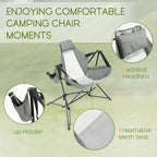 Hammock Folding Camping Chair - Outdoor Portable Swing Camp Chairs with Stand Adults Rocking Swinging Chair for Beach Lawn Patio (Grey)