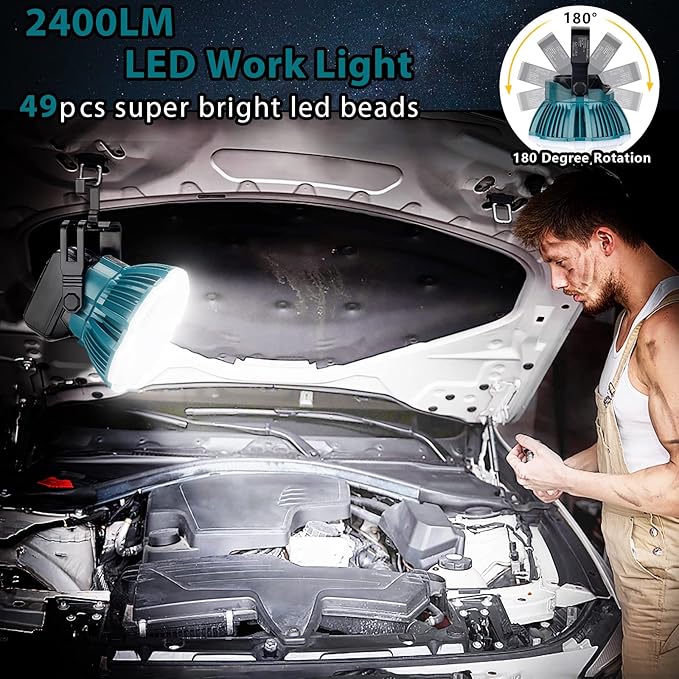 2400LM LED Camping Lantern for Makita 18V LXT Lithium Battery, 24W LED Work Light for Car Repairing , Camping, Emergency and Hurricane, Hiking, Fishing