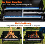 QuliMetal Portable Camping Grill – Foldable Charcoal/Gas Grill with Carry Bag | Heavy-Duty Backpacking BBQ & Fire Pit Grill for Outdoor Cooking, Camping, Tailgating, Patio & Backyard