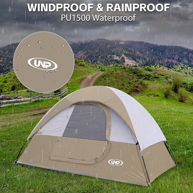 Camping Tent 2-4 Person, Waterproof Windproof Tent with Rainfly Easy Set up-Portable Dome Tents for Camping…