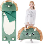 70" 4.2lbs Dinosaur Thickened Kids Nap Mat for Preschool, Daycare,Kindergarten,Soft Washable for Boys and Girls, 2-in-1 Stuffed Animals Sleeping Bag and Pillow, Sleep Sack for Toddlers