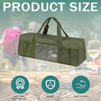 Grill Tool Storage Bag, Large Grill Utensil Storage Caddy with Pockets, BBQ Tools Storage Bag for Outdoor Camping (Green)