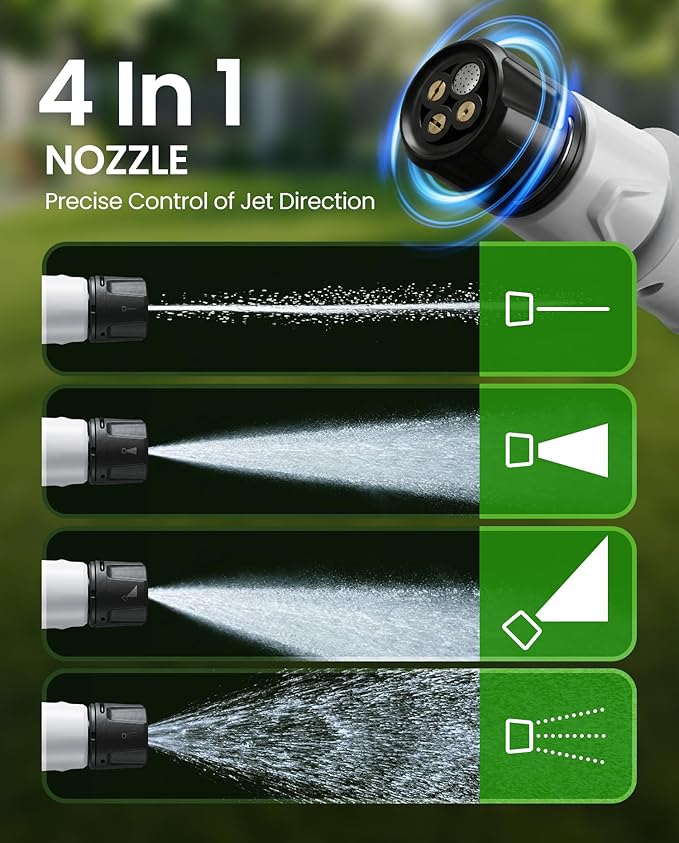 Portable Electric Pressure Washer with 3.2 Gal Tank, 4-in-1 Nozzle, Max 290 PSI Foldable Cordless Power Washer, Type-C Charging, Portable Water Sprayer for Camping, Bike, Pet, Garden, Car Wash