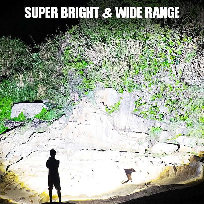 Flashlight Rechargeable Flashlights High Lumens, 99,000 LM Bright LED Flashlight Powered Flash Light, USB Rechargeable Flashlights & Waterproof Handheld Flash lights for Home Camping Hiking(2 Pack)
