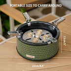 ONLYFIRE OUTDOOR LIVING Portable Camping Gas Stove with Storage Bag & Gas Adapters, 5 Burners Propane Stove for Outdoor Patio Cooking Picnic Camping Hiking Tailgating Emergency Use, Green GS344