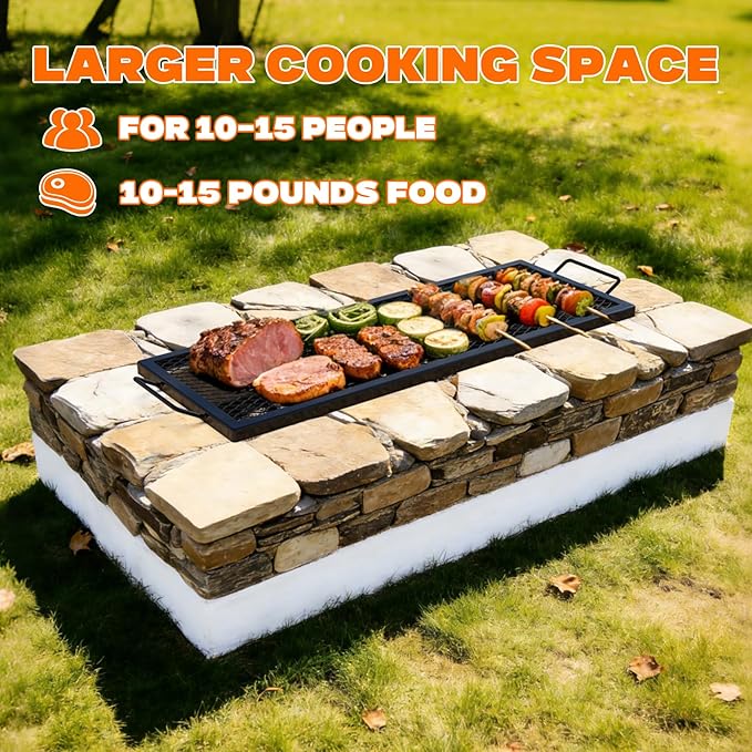 onlyfire Fire Pit Grill Grate, Heavy-Duty Steel Cooking Grate with X-Marks Design for Outdoor BBQ, Camping, Group Gatherings - 32“ X 15”