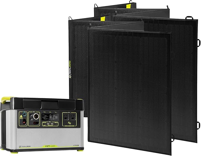 Goal Zero Yeti - Yeti 1500X w/ 1,516 Watt Hours Battery Capacity, USB Ports & AC Inverter - Includes 2 Nomad 200 Solar Panels, For Camping, Outdoor, Off-Grid & Home Use