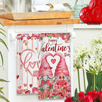 Valentines Day Kitchen Towels, Valentine Towels Set of 2, Gnomes Love Hearts Roses Happy Valentine's Day Hand Dish Tea Towels for Bathroom Housewarming Gifts Decorations for Home (18x28 Inches)