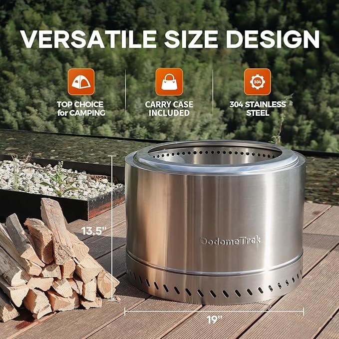 Smokeless Fire Pit, Portable Firepit Outdoor, 20 Inch Inky