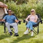 Oversized Camping Chair, Portable Folding Padded Camp Chairs with Side Pocket, Cup Holder, Heavy Duty Support 500LBS Outdoor Lounge Chair for Adults, Fishing, Sports, Trip, Black