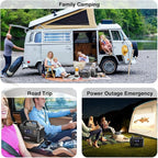 GRECELL Portable Power Station 300W with 80W Foldable Solar Panel, 230Wh LiFePO4 (LFP) Battery with Portable Solar Charger IP67 Waterproof Outdoor Cell Phone Solar Charger for Camping