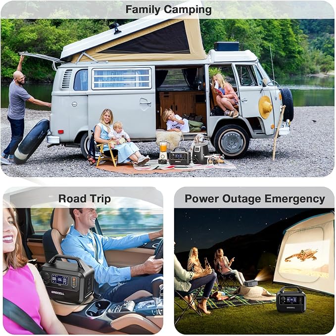 GRECELL Portable Power Station 300W with 80W Foldable Solar Panel, 230Wh LiFePO4 (LFP) Battery with Portable Solar Charger IP67 Waterproof Outdoor Cell Phone Solar Charger for Camping