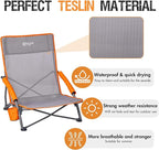 Portal Beach Chairs for Adults Camping Low Lightweight Portable Chair with Cup Holder Mesh Back Carry Bag for Outdoor Sand Lawn Travel Picnic Festival Concert