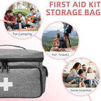 First Aid Bag Empty, Small Medicine Bag Portable Medical Supplies Organizer for Travel, Home, Office, Car, Outdoor, Camping, Hiking (Gray)