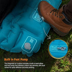 Sleeping Bag with Built-in Pad (AirPack Sleeper) - All-in-One Inflatable Sleeping Pad and Pillow for Camping with Built-in Foot Pump (Blue/Gray) 210x80cm