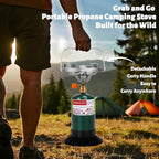 Propane Camping Stove, Portable Backpacking Stove with Adjustable Burner, Stable Camp Gas Stove for Outdoor Cooking, Single Burner Propane Stove for Hiking, Tailgating, Grilling (Fuel not Included)