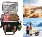 Insulated Lunch Box for Men Women Double Decker Lunch Bag Leakproof Camping Cooler Bag Durable Lunch Pail Work Beach Outdoor Trips Picnic Food & Drink Thermal Lunchbox, 14L (Black)