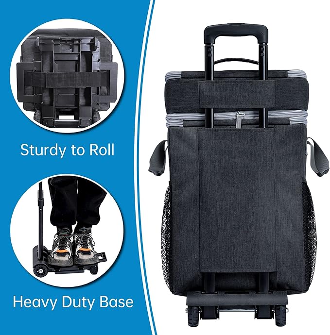 72-Can Large Rolling Cooler, Leakproof Insulated Soft Cooler Bag with Wheels and Handle Collapsible for Beach Camping Patio Travel Outdoor