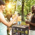 3 Burner Foldable Gas Griddle, 32 Inch Stainless Steel Portable Detachable Propane Griddle, 45,000 BTU Flat Top Barbecue Grill with Side Shelves for Camping