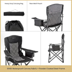 ARROWHEAD OUTDOOR 2-Pack Portable Deluxe Folding Camp Quad Chair w/Headrest, Glass & Cup Holders, Armest 6-can Cooler, Heavy Duty Carry Bag, 550 lbs Weight Capacity