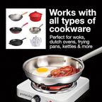 Proctor Silex Portable Electric Stove, Stainless Steel Single Burner Cooktop, Compact, Adjustable Temperature Hot Plate, 1200 Watts, White (34106)