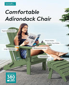 SERWALL Adirondack Chair with Cup Holders - Composite Adirondack Chairs Set of 4 HDPE Outdoor Chairs All Weather Use- Avocado