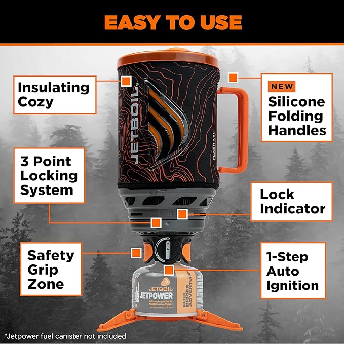 Jetboil Flash Java Portable Fast Boil Stove and Coffee Press for Camping and Backpacking, 1-Step Auto Ignition, Propane/Isobutane Burner