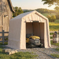 Outdoor Storage Building, 6x6 Heavy Duty Canopy Tent for Motorcycle, Waterproof Outdoor Canopy with Roll-Up Door, Portable Shed Storage Shelter for Firewood and Garden Tools, 6' x 6' - Gray