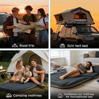 SUV Air Mattress, Double-Sided Thick Flocked Car Air Mattress with Built-in Pump & Pillow, Complete Sleeping Accessories for Auto Camping & Road Trips（Dark Gray）