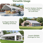 Aoxun 20x40 Party Tent Canopy for Weddings Waterproof Event Tent with Removable Sidewalls &Roll-up Door, Heavy-Duty Steel Frame for Outdoor Weddings, BBQ, Birthday Parties, & Camping,White