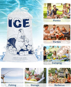 10Lb Ice Bags with Drawstring – 100 Pack Heavy-Duty Plastic Ice Storage Bags, Leak-Resistant & Freezer Safe, Reusable for Coolers, Events, Parties, Camping, Catering