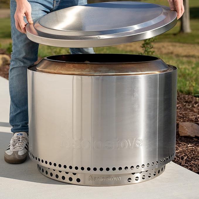 Solo Stove Yukon Lid - Premium 304 Stainless Steel Fire Pit Cover, Modern Round Design, Versatile Tabletop Accessory, Wood Burning and Camping Accessory