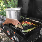 Blackstone On The Go Tailgator Grill Griddle Combo with Wheels, Legs Hood & Side Shelf - Heavy Duty Flat Top Portable BBQ Griddle Grill Station for Kitchen, Camping, Outdoor, Tailgating – 1550