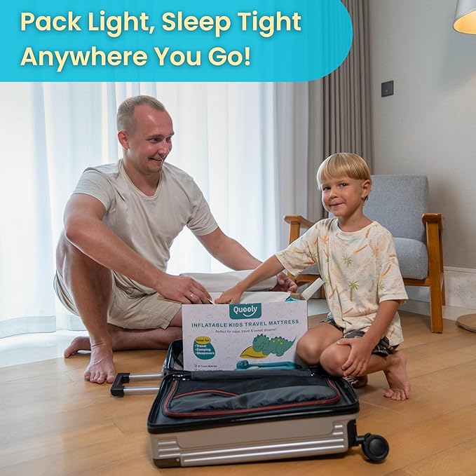 Inflatable Toddler Travel Bed with Electric Pump – Portable Toddler Bed & Toddler Air Mattress for Kids 2-7, Blow Up Bed for Camping, Travel & Sleepovers with Safety Bumpers