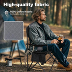 LET'S CAMP Oversized Outdoor Folding Camping Chair, 2 Pack Heavy Duty Arm Chairs with Cup Holder and Storage Bag, 350 LBS Weight Capacity, Grey