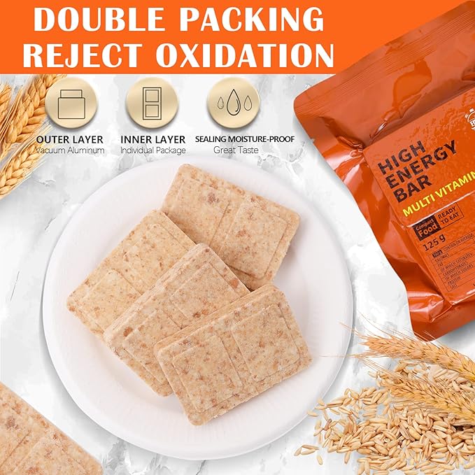 Emergency Food Ration Bars, Chocolate Flavor/Multi Vitamins Survival Tabs Supply for Outdoor Camping Snowstorm Earthquake Disaster Preparedness Kit, 12pcs per box a total of 2 boxes