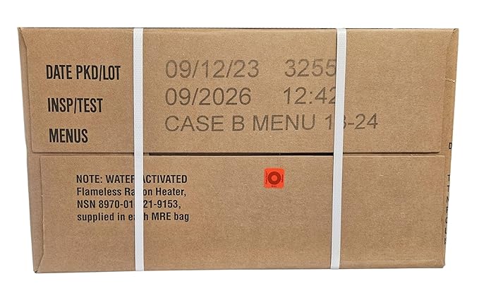Genuine U.S. Military Surplus Ready to Eat Meals (12 Packs) Inspection Date 01/2026 or Newer - Type A, B and A/B Combos available. Manufactured by Wornick, Sopacko or Ameriqual. (Case B [Menus 13-24])
