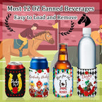 Kentucky Horse Derby Can Cooler Sleeves, 18-Pack Neoprene Derby Beverage Coolers Derby Party Supplies with 9 Unique Designs for Beverage Insulation Cup Decorations