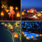 Toodour Solar Outdoor Torch Lights with Flickering Flame, Solar Pathway Decorative Lights, Waterproof LED Flame Torches for Outdoor Camping Garden Landscape Patio Path Yard Decorations - 4 Pack