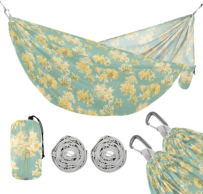 Light Yellow Flowers Hammocks for Camping Swing Hammock for Camping Travel Accessories