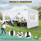 COBIZI Heavy Duty 10x20 Pop up Canopy Tent with 6 Sidewalls, Commercial Instant Canopies Tents for Parties Waterproof Gazebos with Roller Bag, All Season Wind & Waterproof UPF50+,Thickened Frame