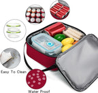 BEIMILY Lunch Box for Men Women Adults,Small Insulated Lunch Bag,Portable Refrigerated Lunch Box,Soft Insulated Tote Bag for Office Work Picnic with Comfort Handle and Removable Hand Strap(Red)