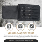 DFACKTO 4-PC Tactical Rugged 4.5 Inch Steak Knife Set - High Carbon Stainless Steel Stonewashed Knives in Kit, w/Black Travel Case & G10 Handles for Kitchen Cutlery for Camping & Cooking Utensils