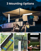 Solar Camping Lantern - Inflatable LED Lamp, USB Rechargeable, 4 Lighting Modes, IP66 Waterproof - Portable Collapsible Tent Light for Hiking, Survival Kits, Hurricane & Power Outage (Black)