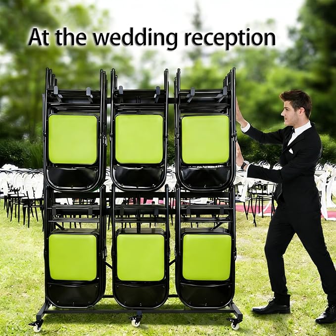 Folding Chair Rack with Wheels,Heavy Duty 1000 Lbs Metrixpio Capacity Movable Storage Chair Dolly for Wedding, Office, School & Camping