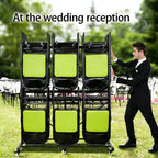Folding Chair Rack with Wheels,Heavy Duty 1000 Lbs Metrixpio Capacity Movable Storage Chair Dolly for Wedding, Office, School & Camping