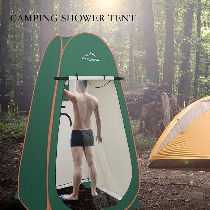 Your Choice 3.9x3.9x6.9FT Pop Up Privacy Tent, Large Portable Camping Changing Room with 2 Storage Pockets & 4 Sandbags, Outdoor Shower & Toilet Shelter for Beach, RV, Camping & Hiking